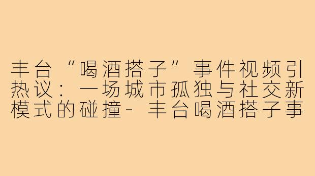 丰台“喝酒搭子”事件视频引热议:一场城市孤独与社交新模式的碰撞-丰台喝酒搭子事件视频