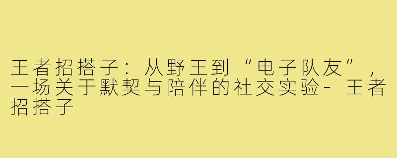 王者招搭子:从野王到“电子队友”,一场关于默契与陪伴的社交实验-王者招搭子