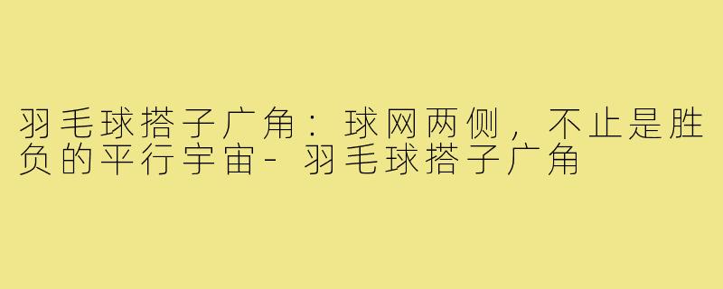 羽毛球搭子广角:球网两侧,不止是胜负的平行宇宙-羽毛球搭子广角