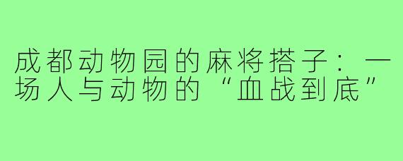 成都动物园的麻将搭子：一场人与动物的“血战到底”