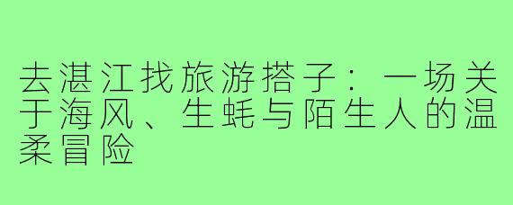 去湛江找旅游搭子:一场关于海风、生蚝与陌生人的温柔冒险