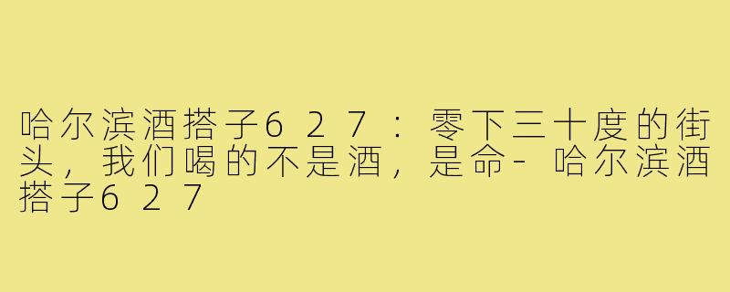 哈尔滨酒搭子627：零下三十度的街头，我们喝的不是酒，是命-哈尔滨酒搭子627