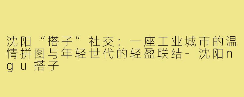 沈阳“搭子”社交:一座工业城市的温情拼图与年轻世代的轻盈联结-沈阳ngu搭子