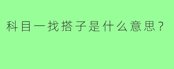 科目一找搭子是什么意思?