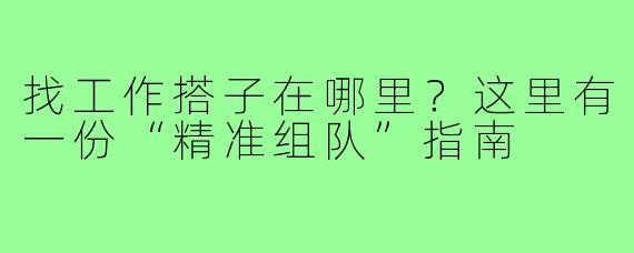 找工作搭子在哪里?这里有一份“精准组队”指南