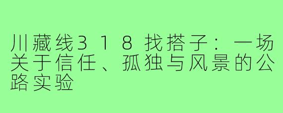 川藏线318找搭子:一场关于信任、孤独与风景的公路实验