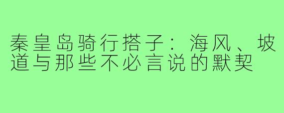 秦皇岛骑行搭子：海风、坡道与那些不必言说的默契