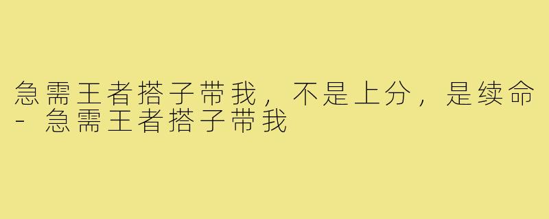 急需王者搭子带我,不是上分,是续命-急需王者搭子带我