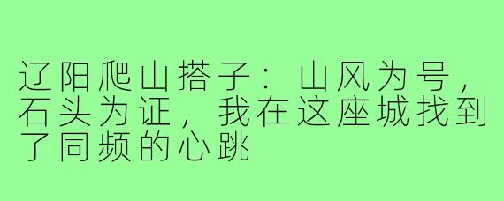 辽阳爬山搭子:山风为号,石头为证,我在这座城找到了同频的心跳