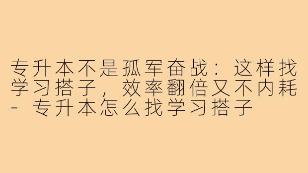 专升本不是孤军奋战:这样找学习搭子,效率翻倍又不内耗-专升本怎么找学习搭子