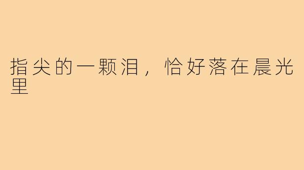 指尖的一颗泪,恰好落在晨光里