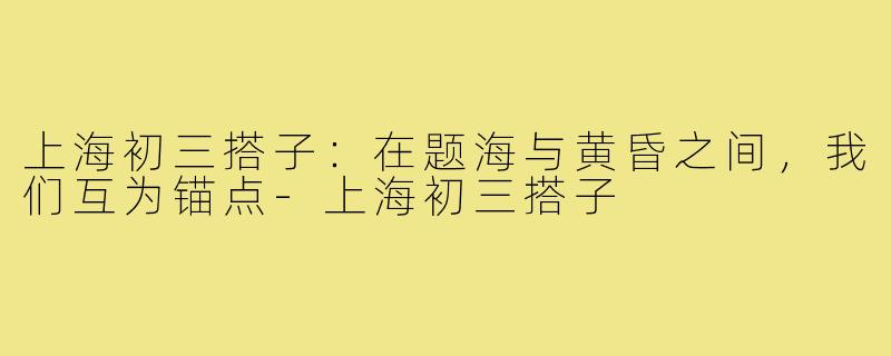 上海初三搭子:在题海与黄昏之间,我们互为锚点-上海初三搭子
