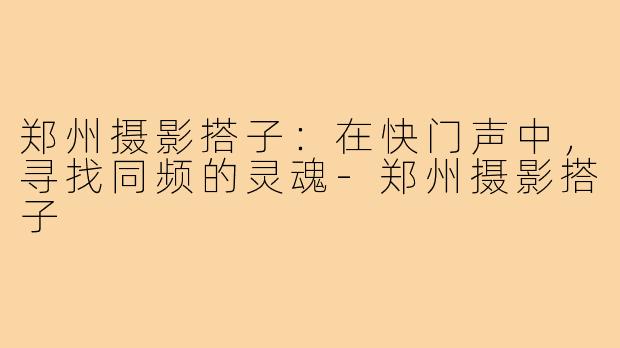 郑州摄影搭子:在快门声中,寻找同频的灵魂-郑州摄影搭子