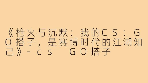 《枪火与沉默：我的CS:GO搭子，是赛博时代的江湖知己》-cs GO搭子