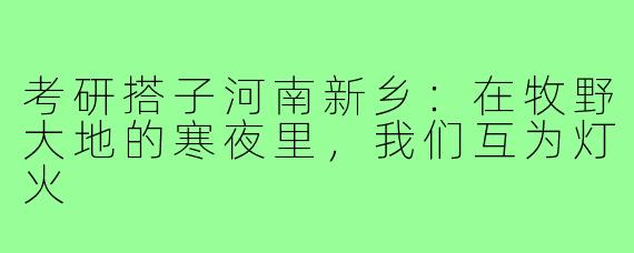 考研搭子河南新乡:在牧野大地的寒夜里,我们互为灯火