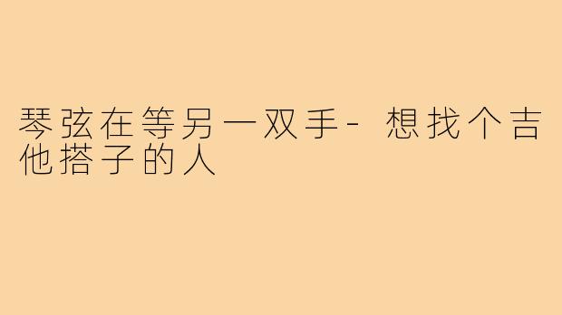 琴弦在等另一双手-想找个吉他搭子的人