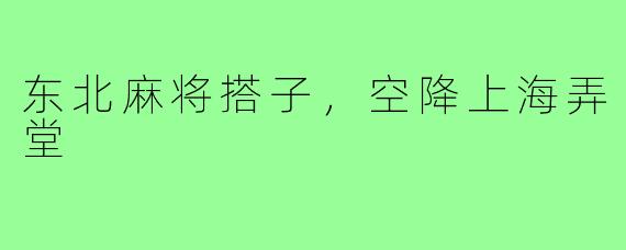 东北麻将搭子,空降上海弄堂