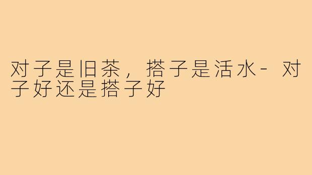 对子是旧茶,搭子是活水-对子好还是搭子好
