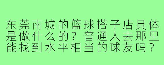 东莞南城的篮球搭子店具体是做什么的?普通人去那里能找到水平相当的球友吗?