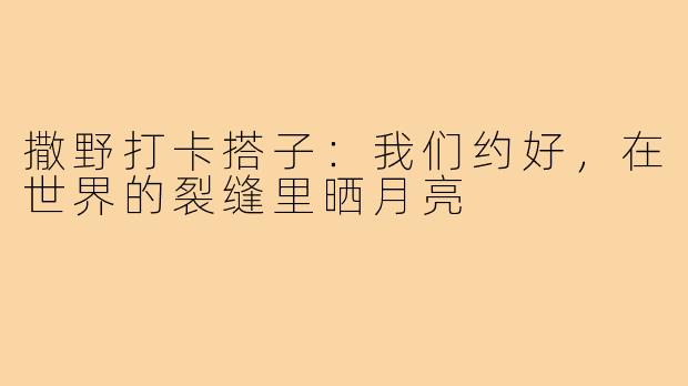 撒野打卡搭子：我们约好，在世界的裂缝里晒月亮