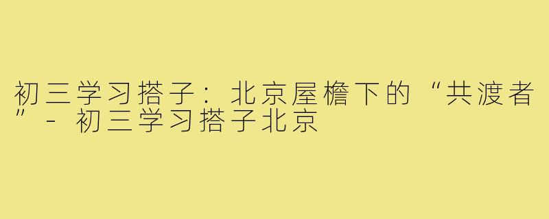 初三学习搭子:北京屋檐下的“共渡者”-初三学习搭子北京