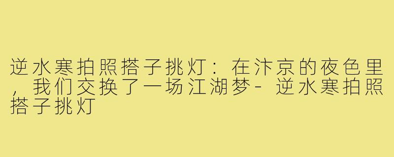 逆水寒拍照搭子挑灯:在汴京的夜色里,我们交换了一场江湖梦-逆水寒拍照搭子挑灯
