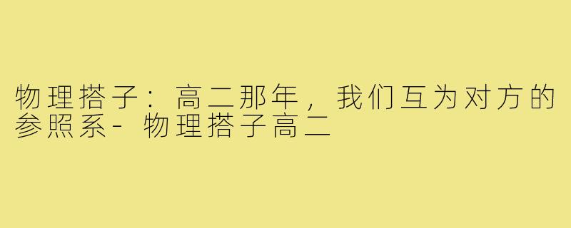 物理搭子：高二那年，我们互为对方的参照系-物理搭子高二
