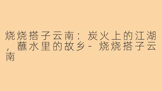 烧烧搭子云南：炭火上的江湖，蘸水里的故乡-烧烧搭子云南