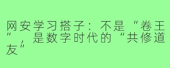 网安学习搭子:不是“卷王”,是数字时代的“共修道友”