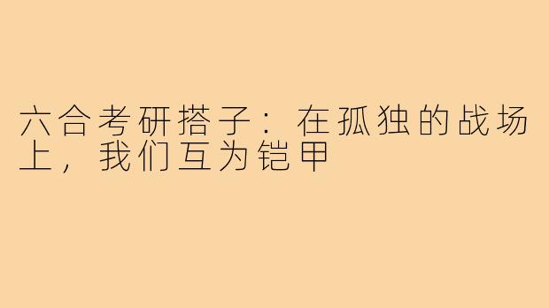 六合考研搭子:在孤独的战场上,我们互为铠甲