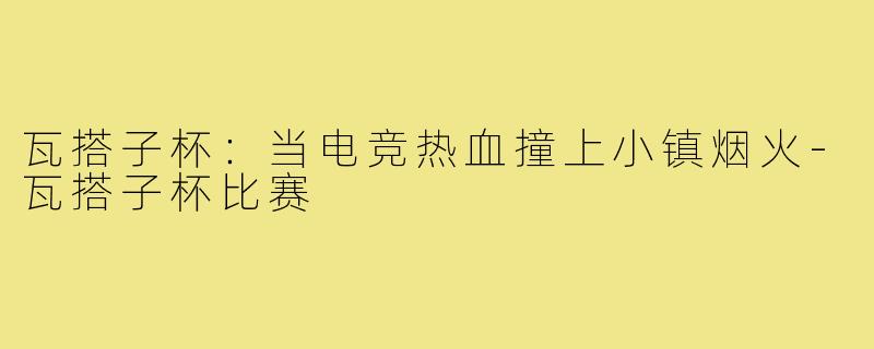 瓦搭子杯:当电竞热血撞上小镇烟火-瓦搭子杯比赛