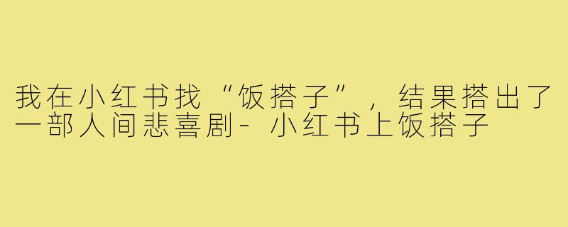 我在小红书找“饭搭子”,结果搭出了一部人间悲喜剧-小红书上饭搭子