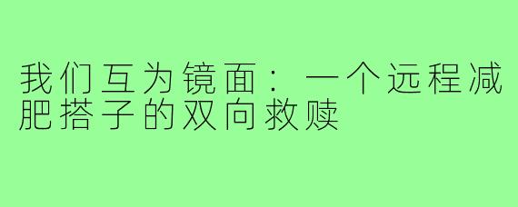 我们互为镜面:一个远程减肥搭子的双向救赎