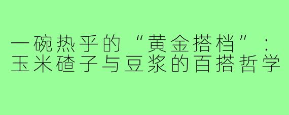 一碗热乎的“黄金搭档”：玉米碴子与豆浆的百搭哲学