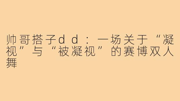 帅哥搭子dd:一场关于“凝视”与“被凝视”的赛博双人舞