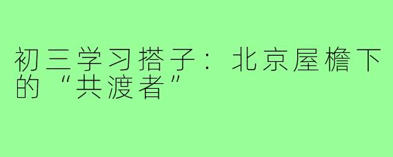 初三学习搭子:北京屋檐下的“共渡者”