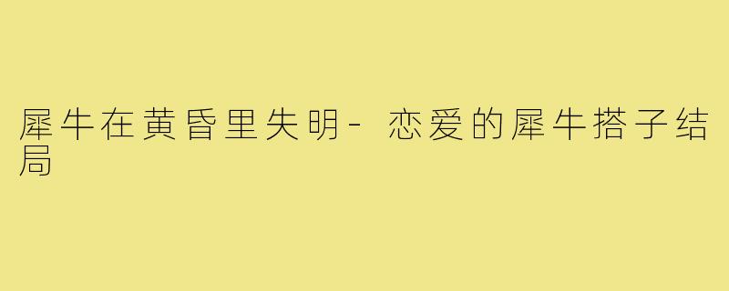 犀牛在黄昏里失明-恋爱的犀牛搭子结局