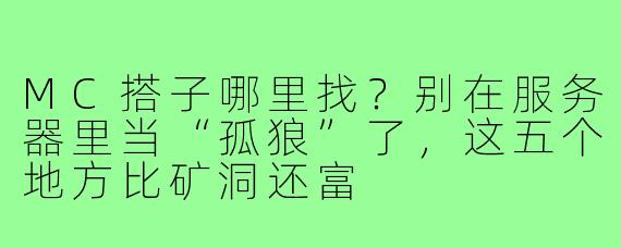 MC搭子哪里找?别在服务器里当“孤狼”了,这五个地方比矿洞还富
