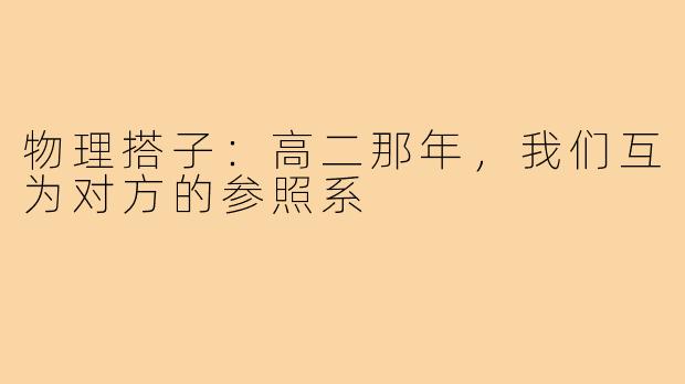 物理搭子：高二那年，我们互为对方的参照系