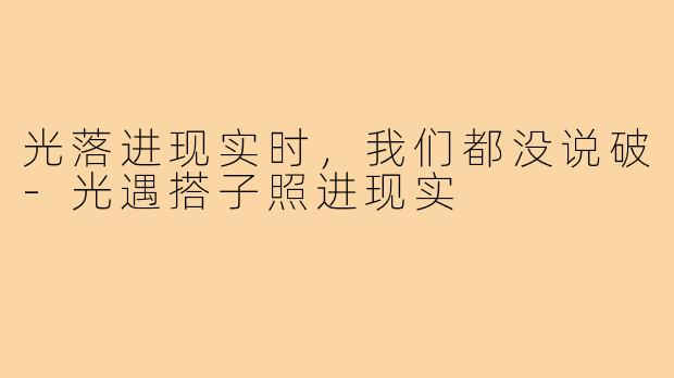 光落进现实时，我们都没说破-光遇搭子照进现实