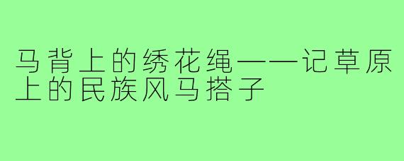马背上的绣花绳——记草原上的民族风马搭子