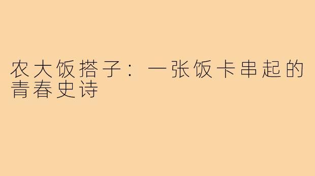 农大饭搭子:一张饭卡串起的青春史诗