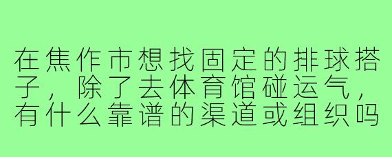 在焦作市想找固定的排球搭子,除了去体育馆碰运气,有什么靠谱的渠道或组织吗?