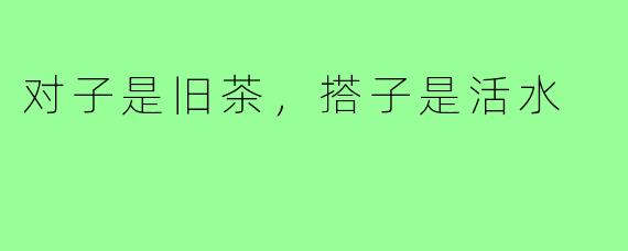 对子是旧茶,搭子是活水