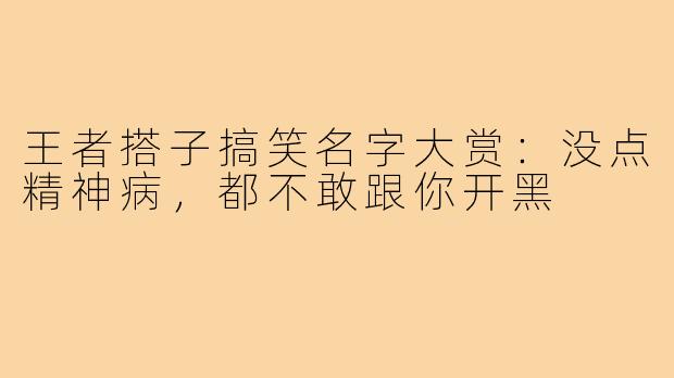 王者搭子搞笑名字大赏:没点精神病,都不敢跟你开黑