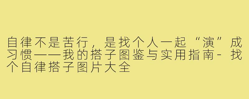 自律不是苦行,是找个人一起“演”成习惯——我的搭子图鉴与实用指南-找个自律搭子图片大全