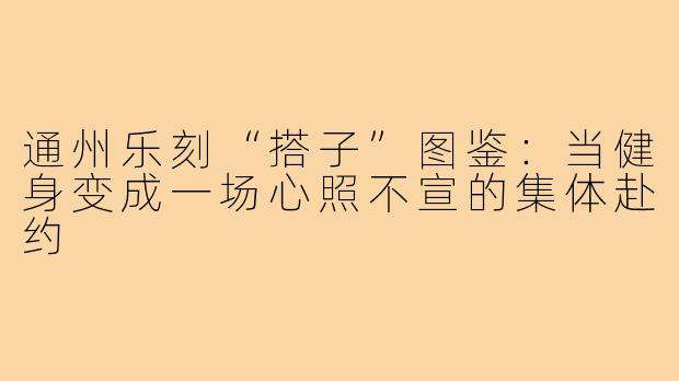 通州乐刻“搭子”图鉴:当健身变成一场心照不宣的集体赴约
