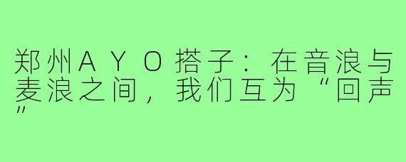 郑州AYO搭子:在音浪与麦浪之间,我们互为“回声”
