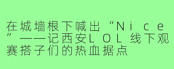 在城墙根下喊出“Nice”——记西安LOL线下观赛搭子们的热血据点